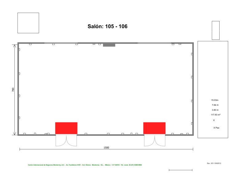 Renta de Salón 105-106 para conferencias en Cintermex