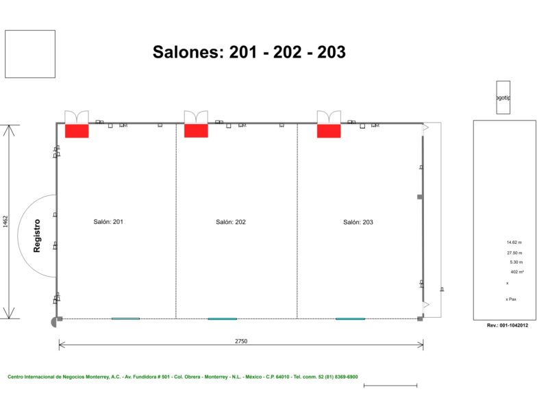 Renta de Salón 201-202-203 para posadas en Cintermex